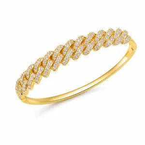 Golden CZ Twist Bangle,  Cubic Zirconia Bracelet for Women