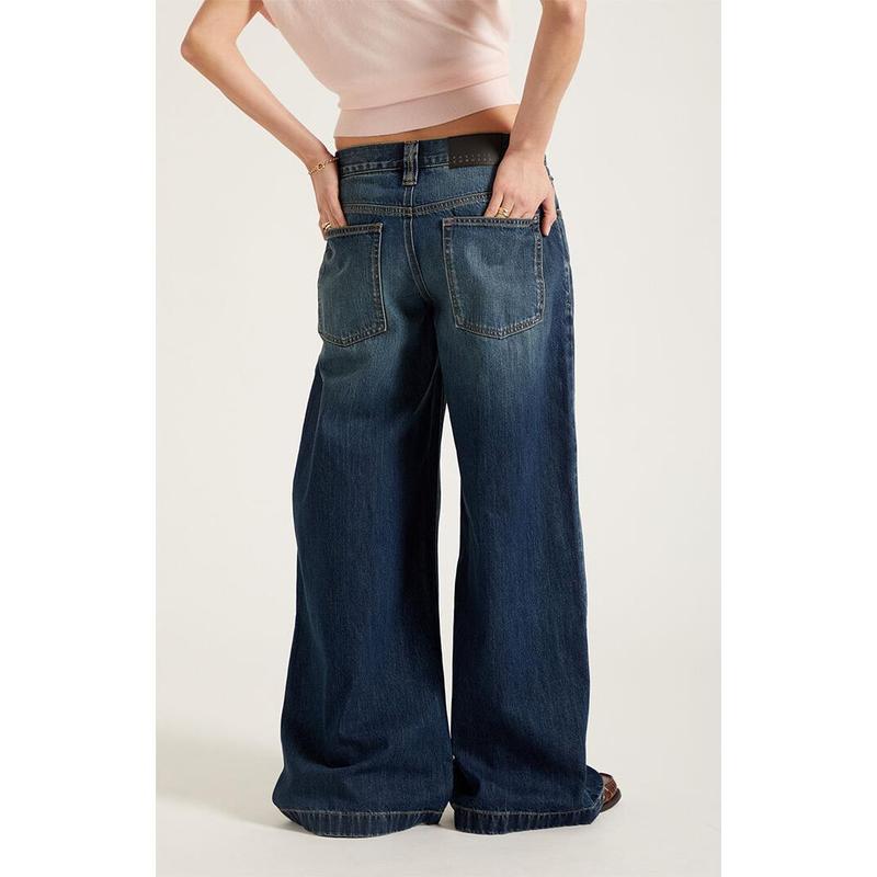 Pacsun Women's Sloane Low Rise Ultra Baggy Jeans Dark Blue