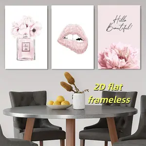 3 modern simple perfume bottles, canvas posters, elegant living room, bedroom, porch murals 2D plane printing frameless paintings