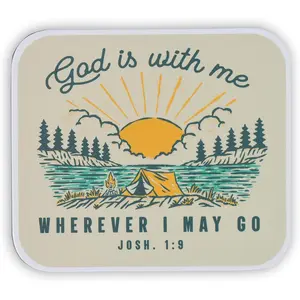 Inspirational Refrigerator Scripture Magnet for Men and Women with Bible Verse: God is with Me - Joshua 1:9 Mountain Scene Design, Home & Kitchen Decorations, Size 2.4" x 2.8"