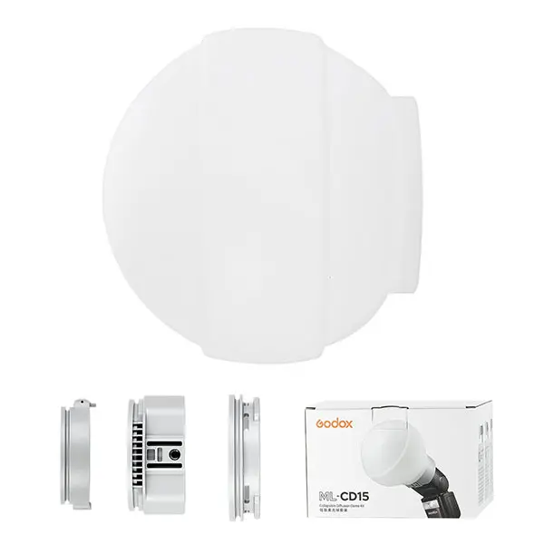 Godox ML-CD15 Flash Diffuser Modifier Bundle with 3 Adapters for V1S V1C V1N V1F V1O V860III V860II V850III TT685II TT600 TT685 AD200 AD200PRO AD300PRO AD400PRO ML30 ML60 ML60BI