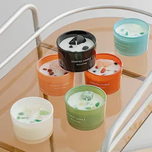 Scented Crystals Soy Wax Candles in Glass Jar Gemstone Aromatherapy Candle Freshener Decor Ornaments Perfume Decoration