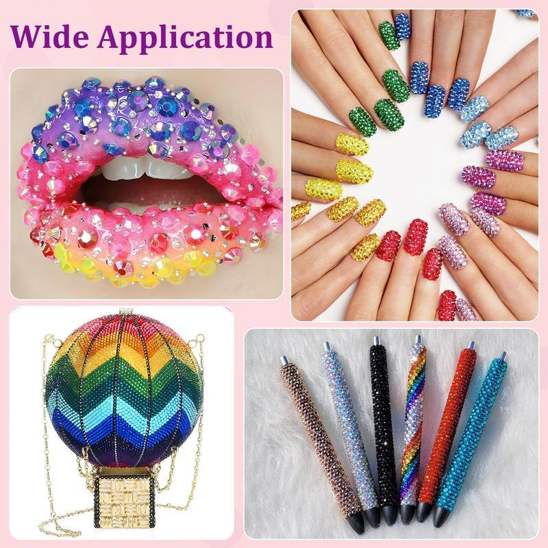 Nail Art Rhinestones Set 40 Grids 32000 Pcs Flatback Acrylic Diamonds Dotting Pen Tweezers  for DIY Manicure Hair Accessories Skin Decoration
