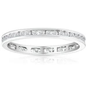 1/2 Ct Round Diamond Ladies Eternity Wedding Ring 10k White Gold