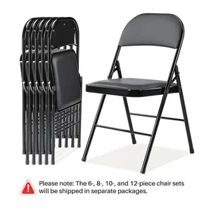 【Value Pack】Folding versatile seating with Leather Padding - Sturdy Metal Frame, Foldable and Easy to Store for Indoor and Outdoor Use at Office