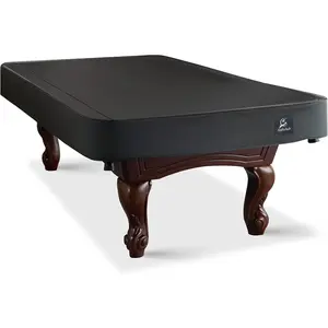 Waterproof 8FT Black Fitted Pool Table Cover, Heavy Duty Leatherette Billiard Protective Cover, Tearproof & Dustproof Protector with Elastic Edges