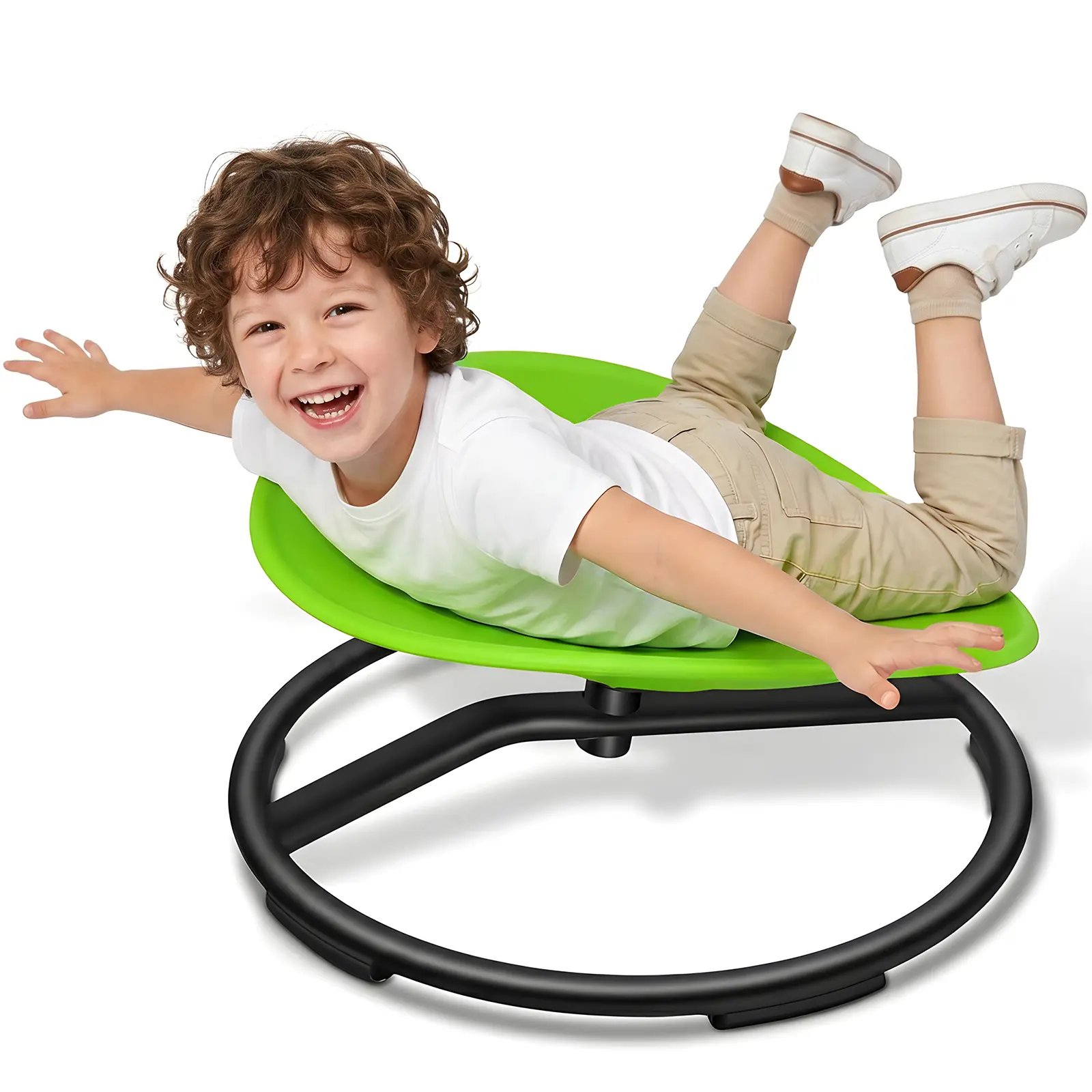 Spinning Chair for Autistic Kids - Sensory Swivel Seat with 220 lbs Weight Capacity & Non-Slip Base, Improves Balance & Coordination, Sit and Spin Sensory Toy for ADHD/Autism, Ages 3+ (Green)