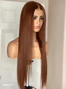 Fashion Natural Ultra-Soft 26 Inch Lace Front Design Wig, Synthetic Lace Wigs, 180% Density Straight Hair, Pre-Bleached, Daily Use, Versatile Use, All Seasons