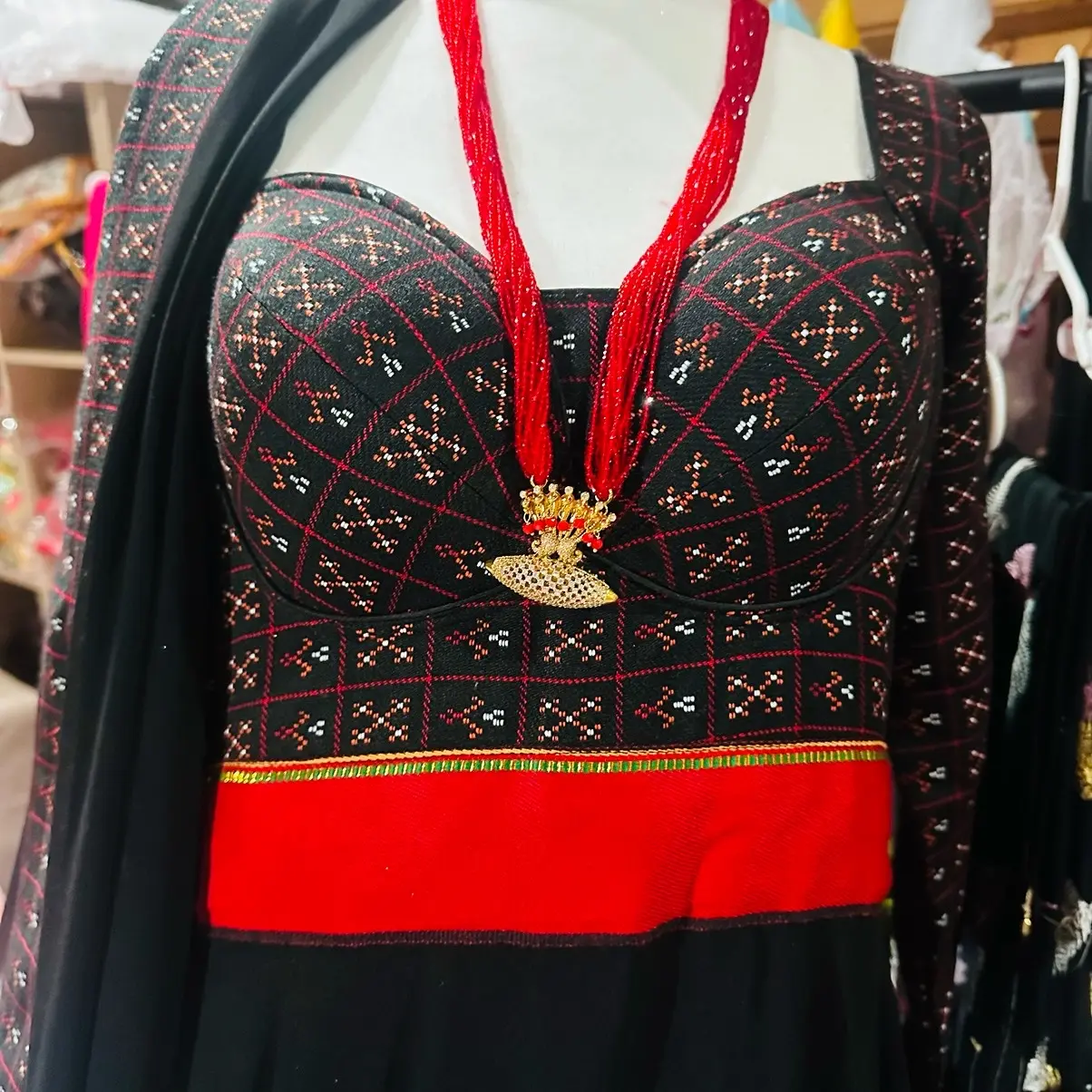 New Newari icup brown Dhaka with matching shawl (handmade work)