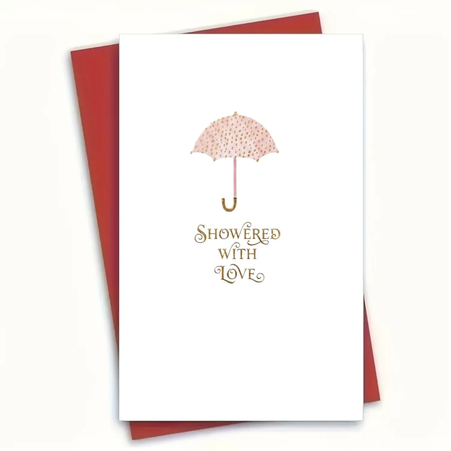 💖 Showered With Love! Elegant Baby Shower Greeting Card, 5x7 Inch Premium 350GSM Glossy Finish, Perfect for Bridal Shower Wedding Birthday Gift for Her Mom to be, Includes Bold Red Envelope, Blank Inside for Personal Notes 2026 Collection 🌸✨