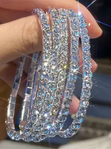 5 sparkling rhinestone elastic bracelets, party style blingbling adjustable elastic bracelet, Elegant Bangle, perfect for giving delicate bracelets as gifts to women