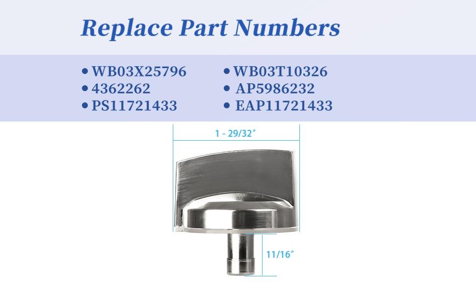 WB03X25796 Gas Cooktop Knob Compatible with ge Profile Stove Knobs, Fits PGP953SET1SS PGP986SET1SS PGP959SET1SS PGP976SET2SS - Replaces AP5986232 PS11721433 4362262 WB03T10326 Burner Range Knob - 5PCS