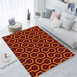 The Shining Red Hexagon Flannel Area Rug - Oversized Soft Plush Mat for Living Room & Bedroom, Non-Slip Horror Movie Home Decor #TheShiningRug #HorrorMovieCarpet #ModernHomeDecor #FlannelMat #NonSlipRug