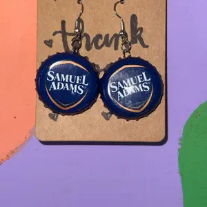 Samuel Adams Earrings- Blue Bottle Cap Earrings