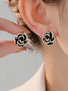 1 Pair Minimalist Rose Flower Silver Needle Earrings, Ear Studs, Elegant Minimalist Earrings, Fashion Dainty Earrings For Women Valentines,Mom,Mother,Mother's Day,Gift