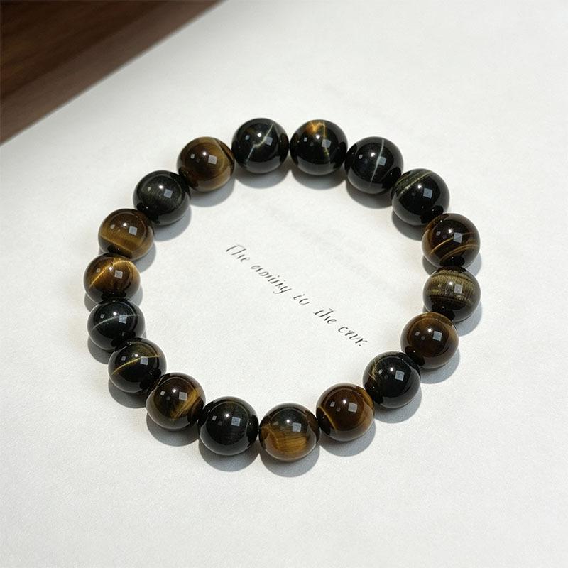 Unisex Natural Crystal Beaded Bracelets - Multi-Color Tiger Eye Jewelry with Protection Charm, Money Attraction & Good Luck, Ideal Gift for Daily Wear & Travel, Beading