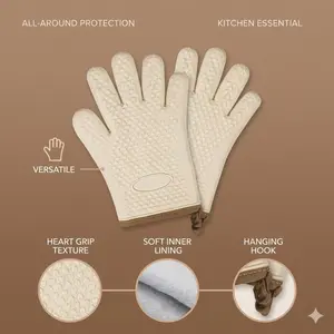 Silicone Oven Mitts Heat, Blocks high temperature during baking and oven work