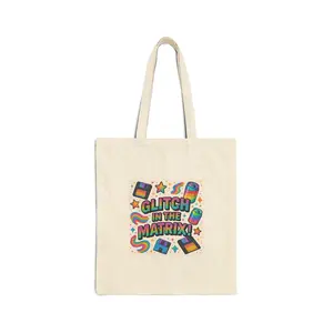 Glitch in the Matrix Tote Bag | Retro Pixels, Rainbow Tech Artwork