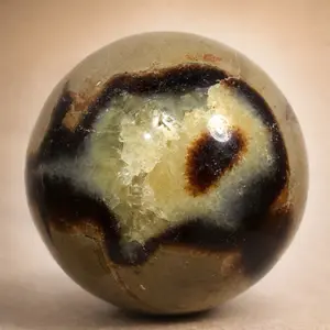 DragonStone Septarian Sphere Natural Crystal Home Ornament for Grounding Protection Emotional Balance & Chakra Healing Ancient Guardian Energy Stone