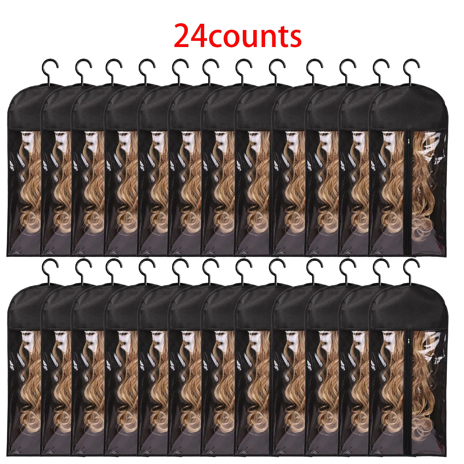 Wig Storage Bag With Hook Wig Storage Hanger Zipper Transparent Dustproof Wig Storage Bag, Travel Use Hair Extension Holder Wig Bag Wig Storage For Multiple Wigs Holder Hair Extension Hanger Wig Tool Wigs Accessories For Salon & Home Use Halloween