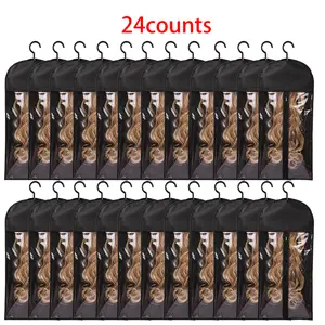 Wig Storage Bag With Hook Wig Storage Hanger Zipper Transparent Dustproof Wig Storage Bag, Travel Use Hair Extension Holder Wig Bag Wig Storage For Multiple Wigs Holder Hair Extension Hanger Wig Tool Wigs Accessories For Salon & Home Use Halloween