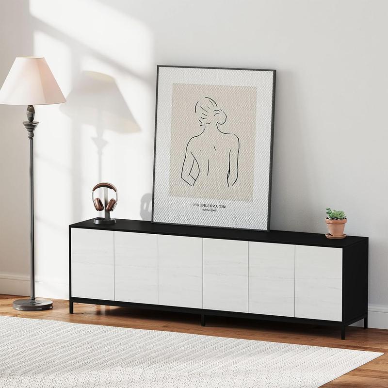 [TikTokShopBlackFriday]CANMOV TV stand for 80" and 85" TVs, modern entertainment center with 6 doors, long console table for living room, bedroom