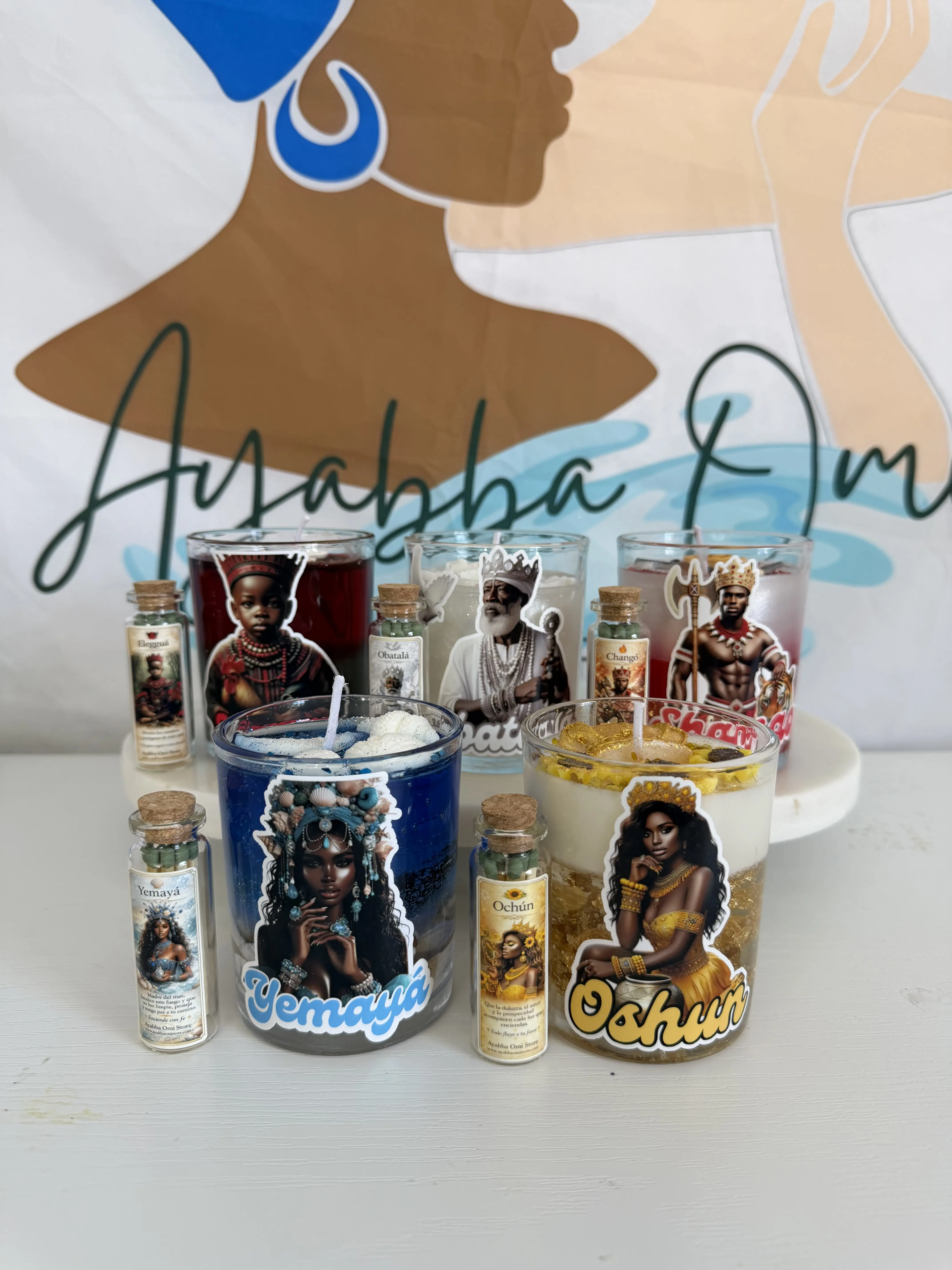 5-Piece Orisha Ambiance Candles Set (Eleggua, Oshun, Yemayá, Obatala, Shango) for Home Decoration, Room Decorations