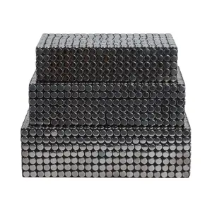 Sagebrook Home 21550 10-11-12 in. Studded Boxes, Black - Set of 3