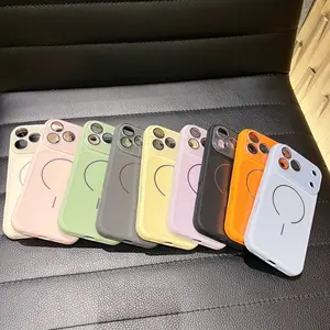 Luxury Liquid Silicone Magnetic Phone Case for Apple iPhone 17 Pro Max, Supports Wireless Charging, Simple Solid Color Design