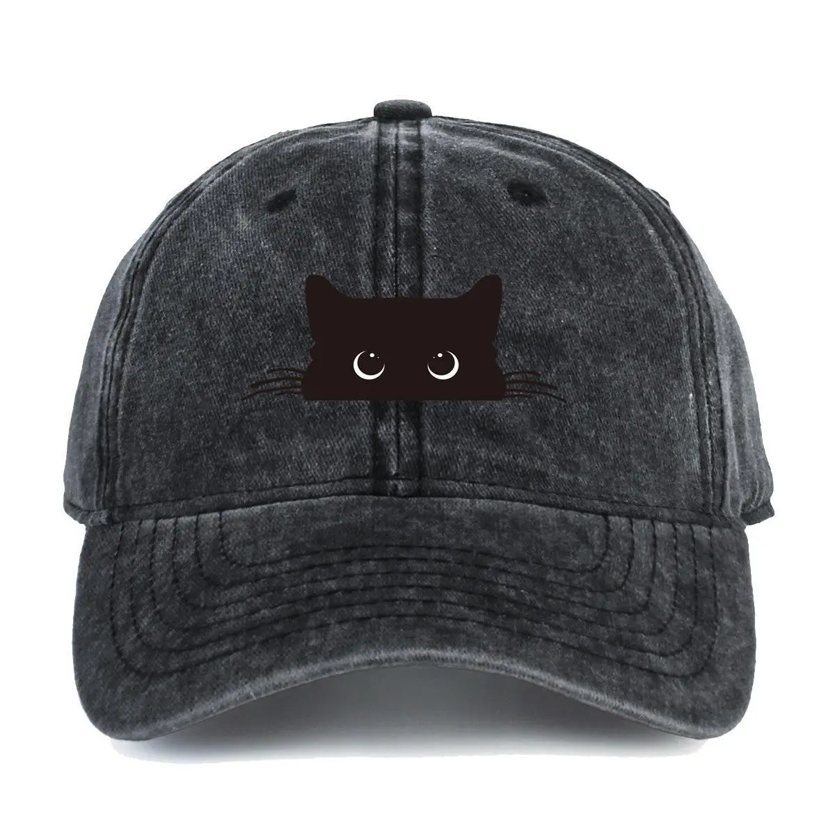 Classic Animals Print Baseball Cap with a Neutral Kitten Pattern, an Adjustable Unisex Fit for Daily Outdoor Wear, Universal Size, Casual, Classic & Comfortable Fit, Kitten Face, Brim Shielding, Adjustable Strap, Allover Print, Everyday, Street