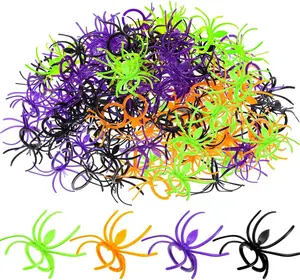 120 Pieces Spider Rings Rings Plastic Spider Cupcake Topper Bulk Costume Accessories Party Favors