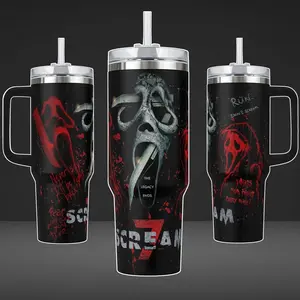 Ghostface Scream 7 Tumbler 40oz 20oz Movie Custom Cup 40 oz Tumbler With Handle, Tumbler 20oz No Handle, Gifts For Fans