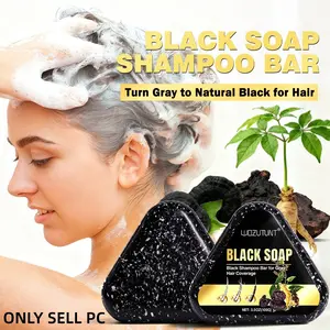 Natural Hair Shampoo Bar, Gentle Natural Coloring, Dual-Function Cleansing & Dyeing, Gradual Coverage for Hair, Unisex, Portable, Bubble Net, Shower Brush