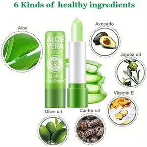 Aloe Vera Lipstick 2pcs Long Lasting Moisturizing Waterproof & Transfer Proof Natural Extract for Sensitive Skin & Pregnant Women