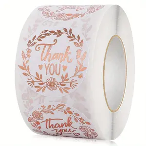 Thank You Sticker (500pcs/roll), Adhesive Stickers, Self Adhesive Stickers, Label Sticker, Envelope Seal Sticker, Gift Wraps Sticker for Birthday, Christmas, Mother's Day, Father's Day, Floral Pattern Sticker, Sticker Packs