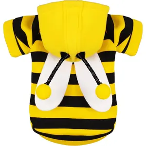 Adorable Bumblebee Halloween Costume Hoodie for Medium Dogs: Featuring Fun Wings and a Cozy Black and Yellow Sweatshirt Design, Perfect for Cosplay (Yellow Bumble Bee, Medium)