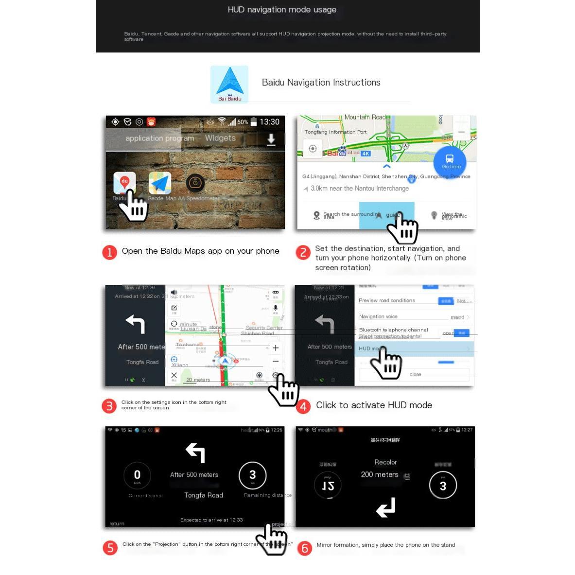 Car HUD Wireless Charger Phone Mount with Projector