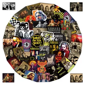 Nirvana Band Rock Style Stickers (52 Pieces) - DIY Decorative Stickers, DIY Decor Decals for Notebooks, Water Bottles & Skateboards