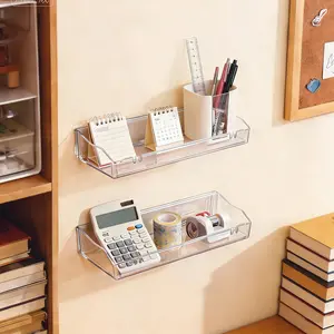 Floating Acrylic Shelving Unit, Transparent Wall Organizer, Dual Install Design, Multi-Room Use for Kitchen, Bathroom, Living Space