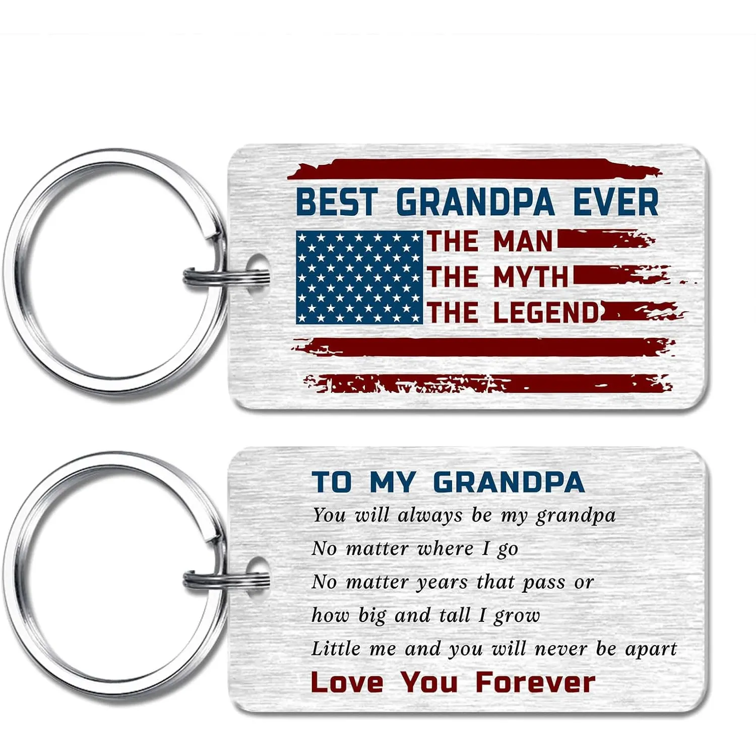 Grandpa Gifts - Flag Keychain for My Grandfather, Granpa Birthday Retirement Present for Men, The Man The Myth The Legend
