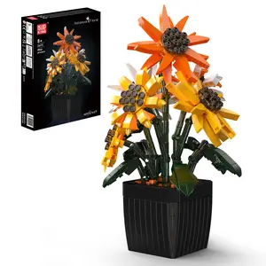 Mould King 24111 Sunflower Decoration Artificial Flowers Building Block Toy Gift 854 Pieces