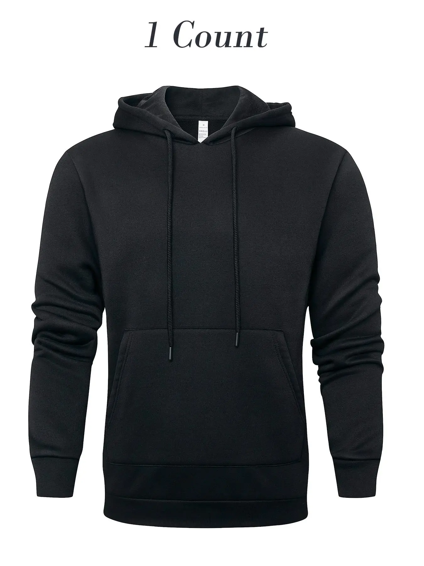 Men's Solid Drawstring Pocket Sport Hoodie, Casual Regular Fit Long Sleeve Hooded Sweatshirt for Fall & Winter, Men's Sportswear for Indoor Outdoor We