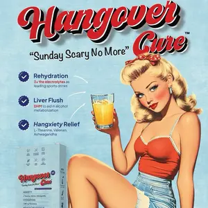 Hangover Cure Fast Acting Hangover Nausea Cure & Headache Remedy Lemonade Flavor 5 Pack for Adults Nausea Relief Headache Treatment Rapid Hydration Mental Clarity