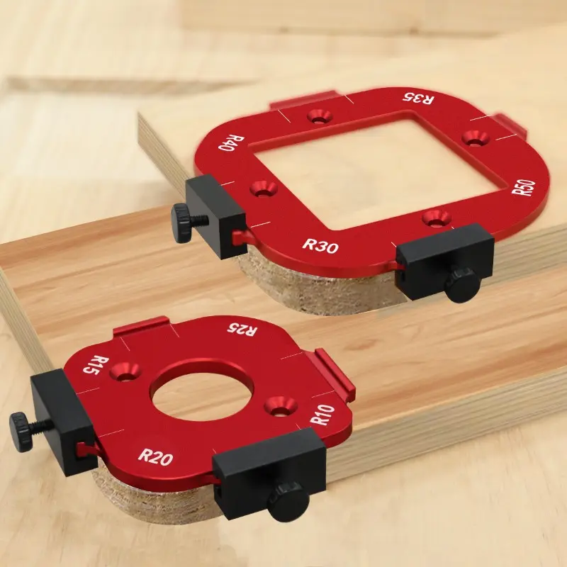 Woodworking Router Corner Radius Template, 4in 1 Arc Angle Positioning Template, Positioning Bit Jig for Woodworking Routing Corner Jig Sizes R10-R50 Tool, Tool Accessories
