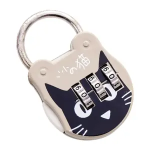 2pcs Number Lock, Excellent Accurate Anti-Theft, Household Accessories, Dial Digits Padlock, Number Password Lock, Cute Cartoon Cat Design