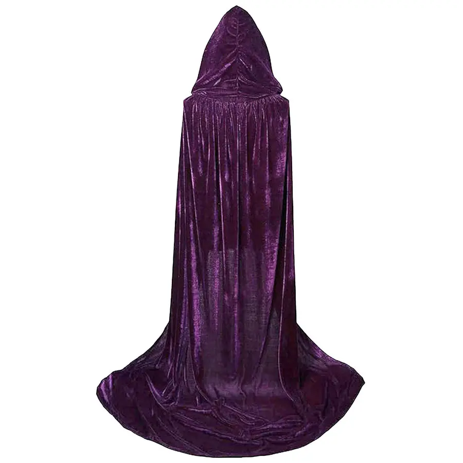 Medieval Velvet Full-Length Wizard Cloak-Cape, Basic Essential Indoor Play Accessory for Halloween Stage, Family Party Costumes