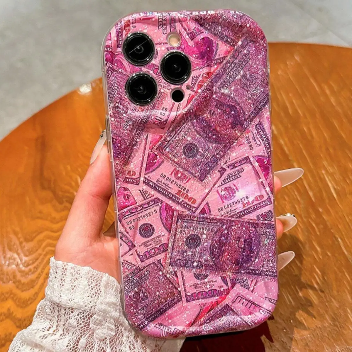 Glitter Money Pattern Phone Case, Anti-drop Cellphone Protective Case, Total Protective Shockproof Mobile Phone Cover for iPhone 11 12 13 14 15 16 Pro