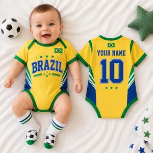 Personalized Baby Bodysuit, Soccer Romper, Custom Name Number Infant Outfit, Flag Baby Shower Gift