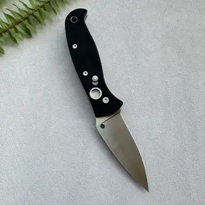 EDC Folding Knife D2 Steel Drop Point Blade Black G10 Handle for Daily Cutting