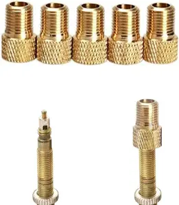 Presta to Schrader Valve Adapter for Bike, Inflate Valve Tire with Air Compressor or Regular Bike Pump Brass, 5 Pieces